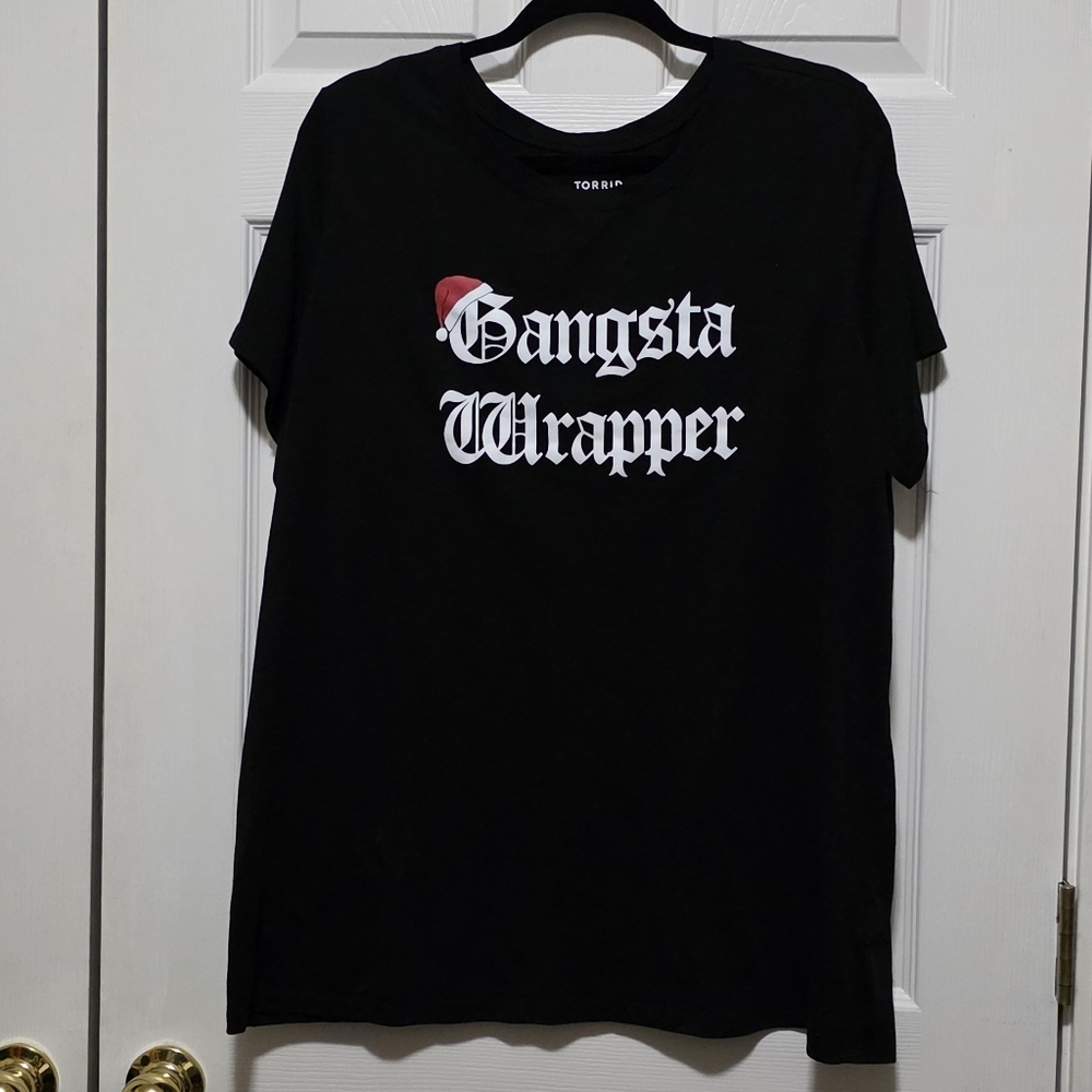 Torrid Black Graphic Tee with "Gangsta Wrapper" Print